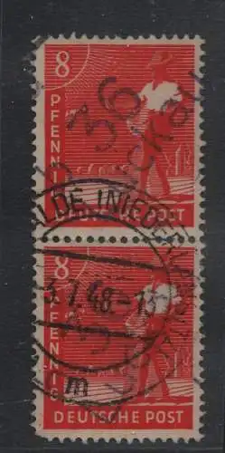 h6521 SBZ Handstempel Bezirk 36 Luckau violett 2x 8 Pfg. gestempelt gepr. BPP