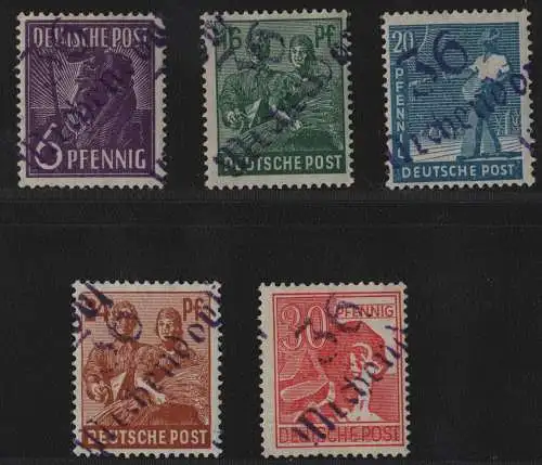 h6564 SBZ Handstempel Bezirk 36 Michendorf 5 Werte * gepr. BPP 30 Pfg. gepr.