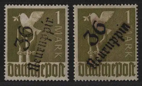 h6604 SBZ Handstempel Bezirk 36 Neuruppin 2x 1.- Taube ** postfrisch gepr. BPP