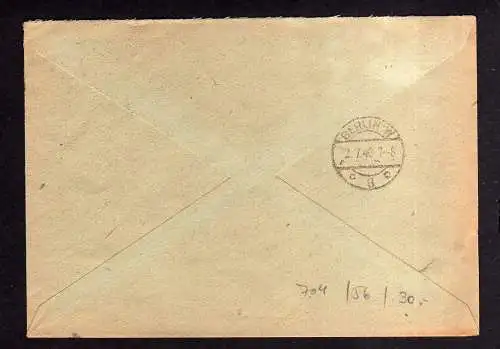 h704 Brief Handstempel Bezirk 20 Genthin 30.6.48 Einschreiben Güsen Not-R Zettel