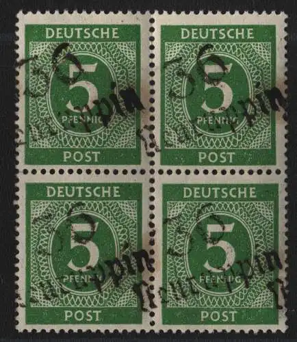 h6601 SBZ Handstempel Bezirk 36 Neuruppin 4x Ziffer 5 Viererblock ** gepr. BPP