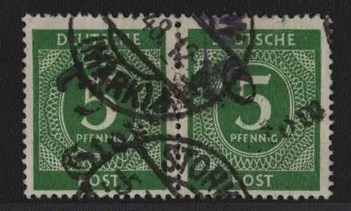 h6713 SBZ Handstempel Bezirk 36 Storkow 2x Ziffer 5 gestempelt waag. Paar gepr.