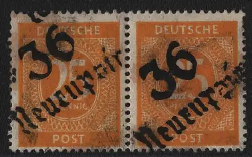 h6603 SBZ Handstempel Bezirk 36 Neuruppin 2x Ziffer 25 waag. Paar ** gepr. BPP