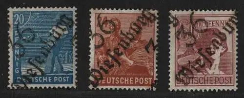 h6765 SBZ Handstempel Bezirk 36 Wiesenburg 20, 24, 60 Pfg. *   gepr. BPP