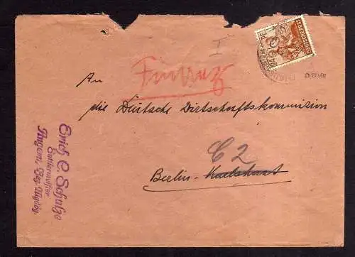 h795 Brief Handstempel Bezirk 20 Wolmirstedt 30.6.48 an Deutsche Wirtschaftskomm