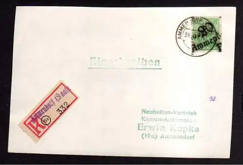 h653 Briefvorderseite Handstempel Bezirk 20 Ammendorf 29.6.48 84 Einschreiben