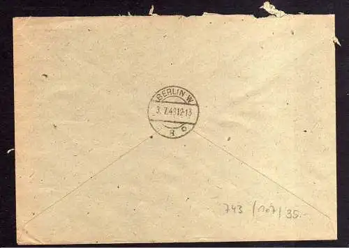 h743 Brief Handstempel Bezirk 20 Naumburg 30.6.48 Löwen Apotheke Einschreiben an