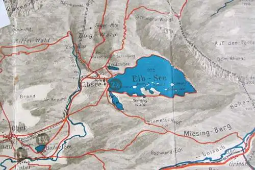 S396 Übersichtskarte Garmisch Partenkirchen Wetterstein Gebirge Druckerei Adam