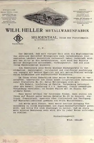 v584 Briefbogen Werbebrief Selihenthal bei Schmalkalden Fabrikansicht vor 1935