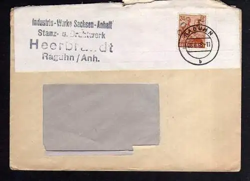 h883 Brief Handstempel Bezirk 2° Raguhn 28.6.48 Stanz- u.Drahtwerk Heerbrandt