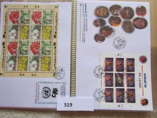 S19 UNO Kleinbogen FDC New York Genf Wien Sport 1996 Gefährdete Arten 1996 1995