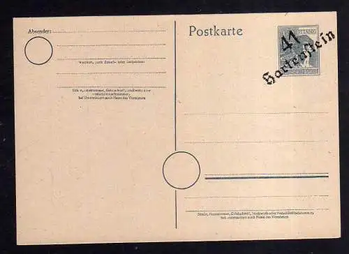 h997 Handstempel Bezirk 41 Hartenstein Ganzsache AS 12 Pfg. gepr. Rehfeld