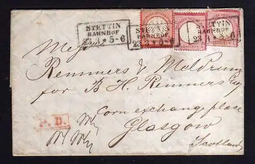 v093 aus Stettin Sammlung Deutsches Reich 3, 2x4 Stettin Bahnhof 1872 Glasgow