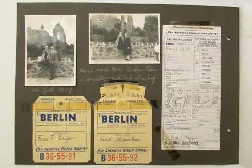 S412 Fotos Mecklenburg beschriftet Berlin Tempelhof Flugtiket Pan American World