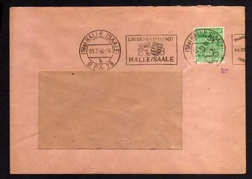 h833 Brief Handstempel Bezirk 20 Halle 1.7.48 Einschreiben gepr. BPP MOST Kakao-