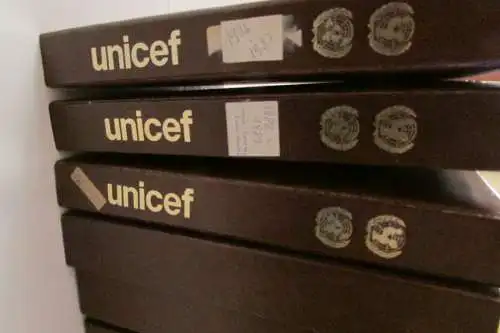 S487 Ringbinder Unicef Flaggen der Vereinten Nationen 1980-1989 kplt. mit Inhalt