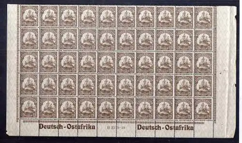 S77 DOA Deutsch Ostafrika 31 II ** postfrisch halber Bogen HAN H H 2319 19 + 2x