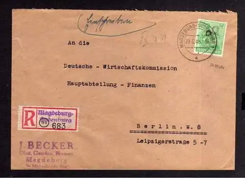 h863 Handstempel Bezirk 20 Magdeburg Type k Einschreiben 683 Sudenburg an Deutsc