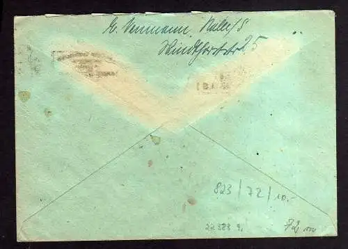 h823 Brief Handstempel Bezirk 20 Halle Saale 10.7.48 Werbestempel Landeshauptsta