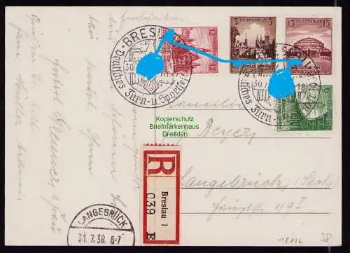 B18212 DR Deutsches Reich Postkarte  1938  Mi. 665 - 668  Postkarte