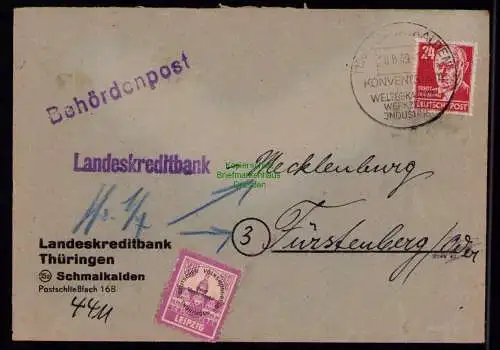 B18227 Schmalkalden Konventstadt  Brief 28.6.49 1949  Mi. 220 Behördenpost Brief