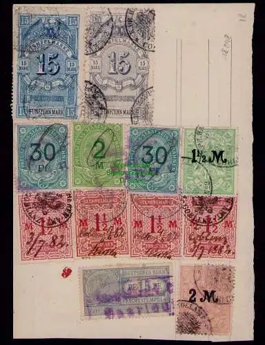 B18048 Deutschland Preussen Stempelmarken hohe Nominale 15 - 50 Mark um 1890