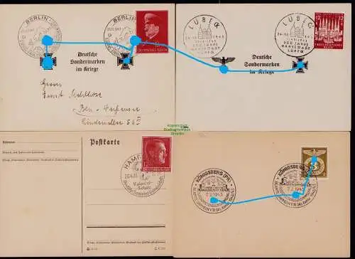 B18074 DR Deutsches Reich 4x Gedenkkarte Berlin 1941 Hamburg Kolonialschau 1938