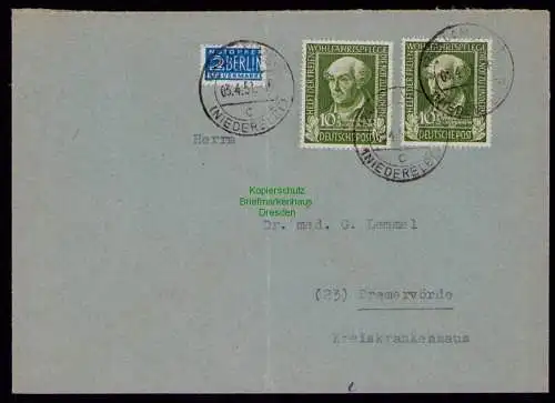 B18093 BRD 2x 118 MeF Brief Armstorf Niederelbe nach Bremervörde 1951