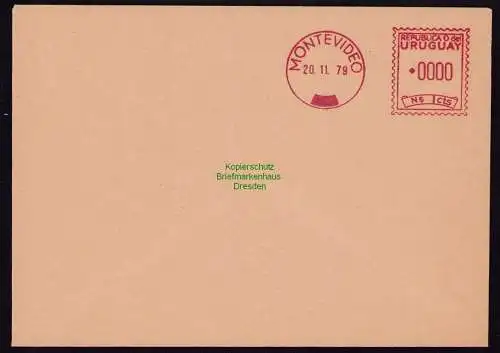 B18274 Montevideo Uruguay Brief 1979  Probeabstemplung Freistempel 0000  Brief