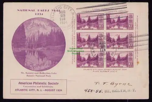 B18285 USA Block 5 FDC Atlantic City Brief mit Schmuckzudruck 1934 National Park