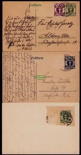 B18046 2x Postkarte Ganzsache Danzig 1922 Zusatzfrankatur abgelöst