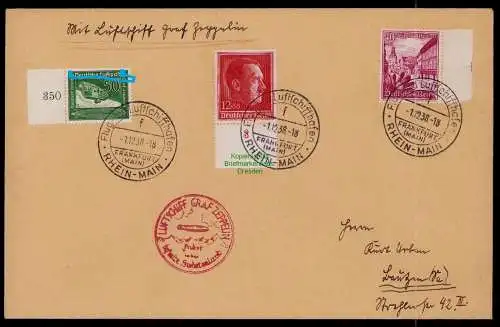 B17959 Brief DR Deutsches Reich Fahrt ins Sudetenland 1938 Frankfurt am Main 664