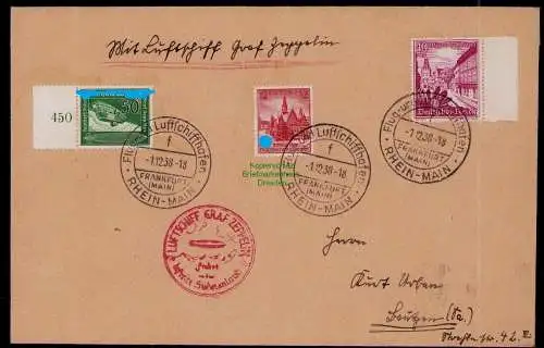 B17960 Brief DR Deutsches Reich Fahrt ins Sudetenland 1938 Frankfurt am Main 667