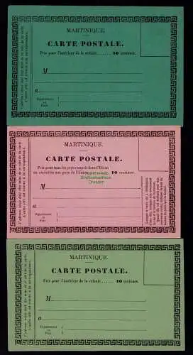 B18004 3x Ganzsache Martinique Carte Postale 10 Centimes ungebraucht Farben