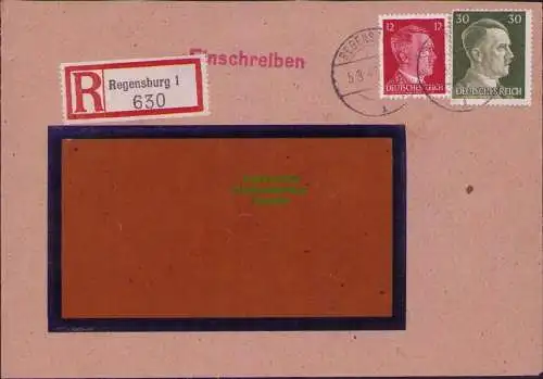 B17504 Einschreiben R-Brief an Gebr. Hörmann A.-G. Regensburg 1943