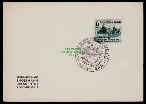 B17944 Postkarte DR Deutsches Reich 695  SST Nürburgring Eifel 1939 nach Dresden