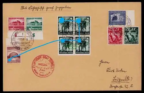 B17961 Brief DR Deutsches Reich Fahrt ins Sudetenland 1938 Frankfurt am Main 662