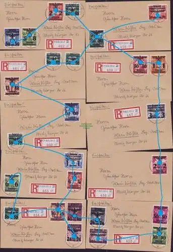 B17211 Generalgouvernement 14-39 Satz auf 10x R-Brief je Vollstempel Krakau