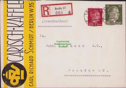 B17408 Einschreiben R-Brief an Gebr. Hörmann A.-G. Berlin Carl Richard Schmidt