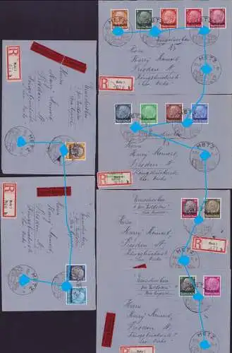 B17226 Besetzungsausgaben II. Weltkrieg Lothringen 1 - 16 6x R-Brief 1940