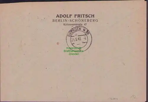 B17411 Einschreiben R-Brief an Gebr. Hörmann A.-G. Schöneberg 4 1943