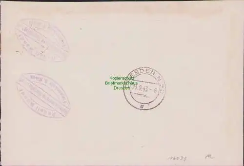 B17433 Einschreiben R-Brief an Gebr. Hörmann A.-G. Frauenhain über Riesa 1943