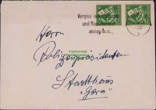 B17317 Brief SBZ Thüringen Ortsbrief an Polizeipräsident Gera 1945