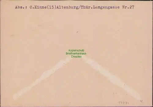 B17271 Brief SBZ Thüringen Altenburg an Einwohnermeldeamt Gera 1946