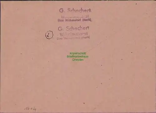 B17161 SBZ Brief Gebühr bezahlt Wilhelmshorst über Michendorf Mark 1945