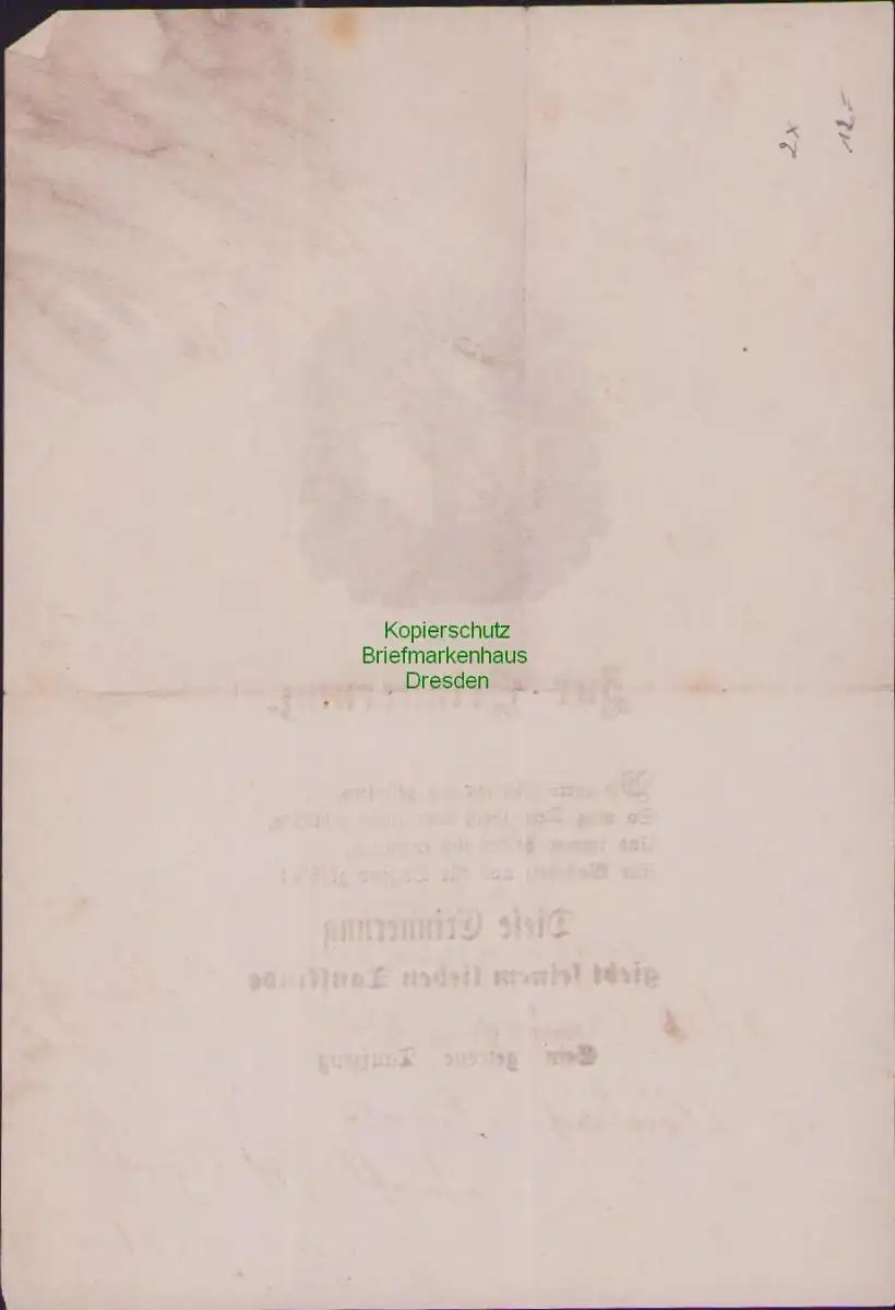 B17210 2x Spruchzettel aus Taufbrief Taufpatenbrief 1865 Zschölkau bei Krostitz 1