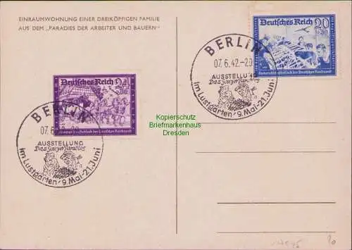 B17045 Erinnerung Postkarte Deutsches Reich 1942 Ausstellung Das Sowjet Paradies