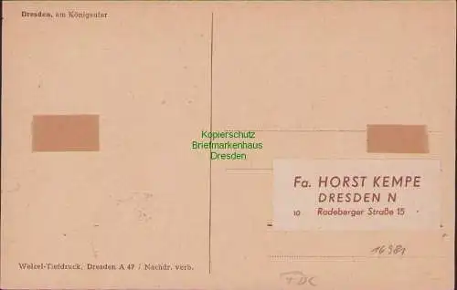 B16981 SBZ 64 65 Ersttag FDC Bildseitig a AK Königsufer an Horst Kempe 5.2. 1946