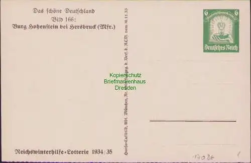 B17036 Ganzsache DR Deutsches Reich WHW 1934 1935 Bild 166 Burg Hohnstein bei