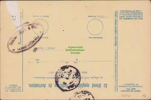 B16945 Paketkarte Budapest nach Constantinopel Stambul Türkei an Deutsche Orient